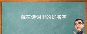 “女取詩經(jīng)，男取楚辭”，藏在詩詞里的好名字，留給孩子起名